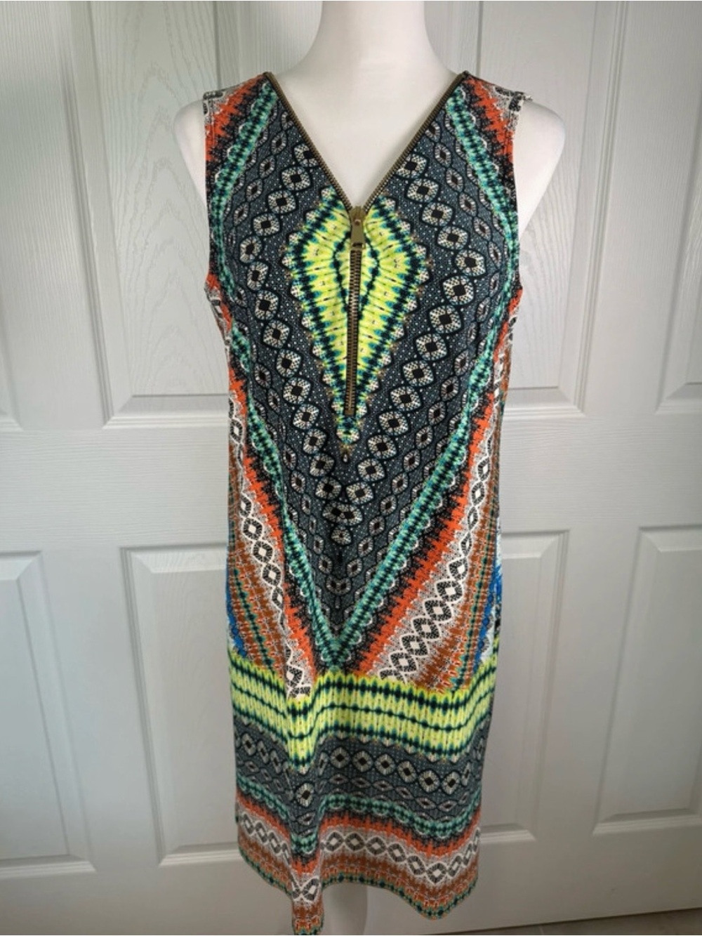 Boho Southwestern Print Zip Front Midi Dress Festival Beach
Western~S